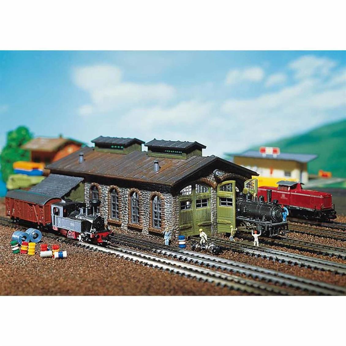 Faller 222116 1/160 Ölçek, 2 li Buharlı Lokomotif Evi, Plastik Model Kiti