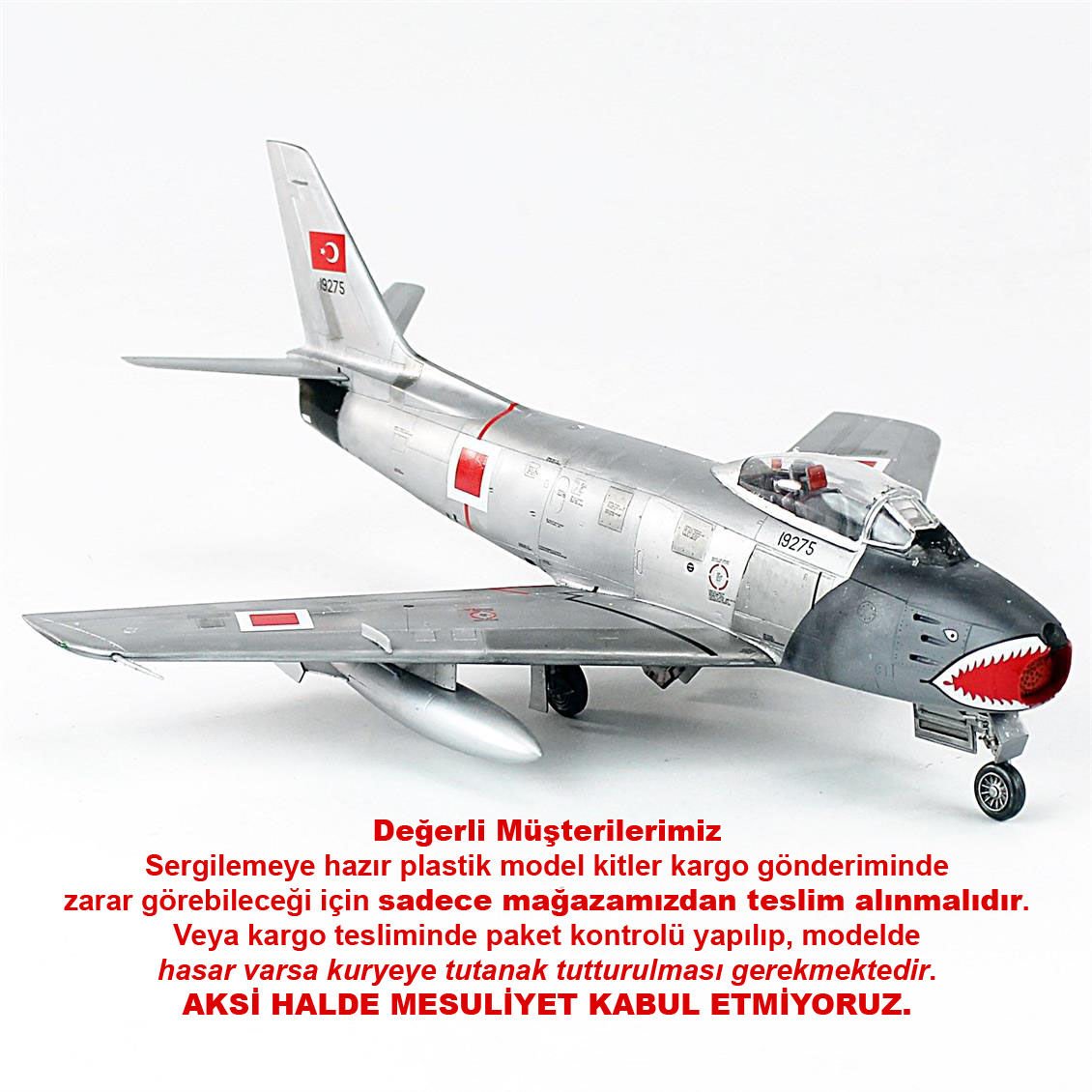 QD165 1/48 Ölçek, F-86E Sabre (Eskişehir Filo) Sergilemeye Hazır Plastik Savaş Uçağı Modeli
