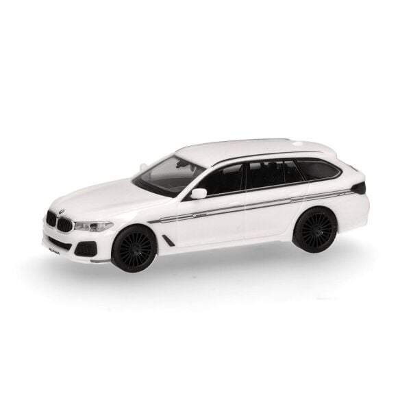 Herpa 421072-002 1/87 Ölçek, BMW Alpina B5 Touring, Beyaz-Şeritli, Sergilemeye Hazır Model Araç