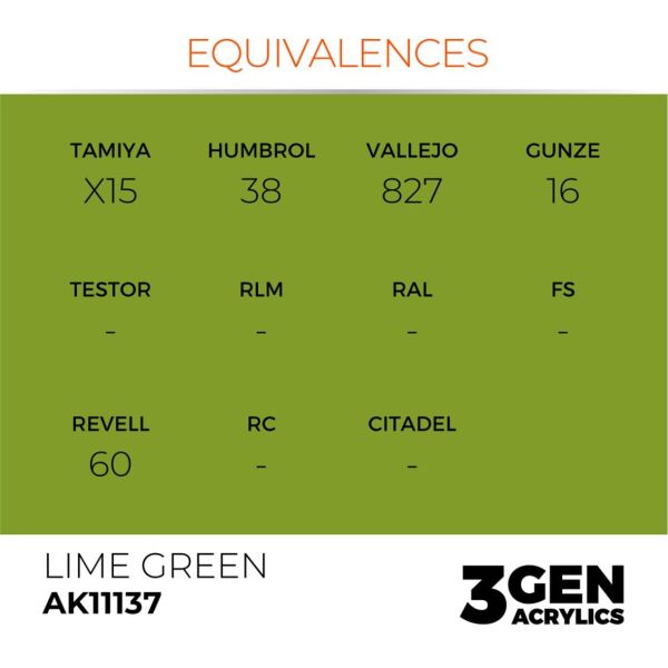 AK 11137 17 ml. Lime Green, 3GEN Akrilik Model Boyası