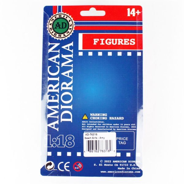 American Diorama AD76316 1/18 Ölçek, Plaj Kızı (Amy) Sergilemeye Hazır Plastik Figürü