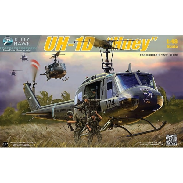 Kitty Hawk 80154 1/48 Ölçek, UH-1D (Huey), Askeri Helikopter Plastik Model kiti
