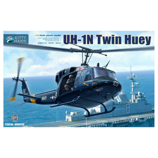 Kitty Hawk 80158 1/48 Ölçek, UH-1N Twin Huey, Askeri Helikopter Plastik Model kiti
