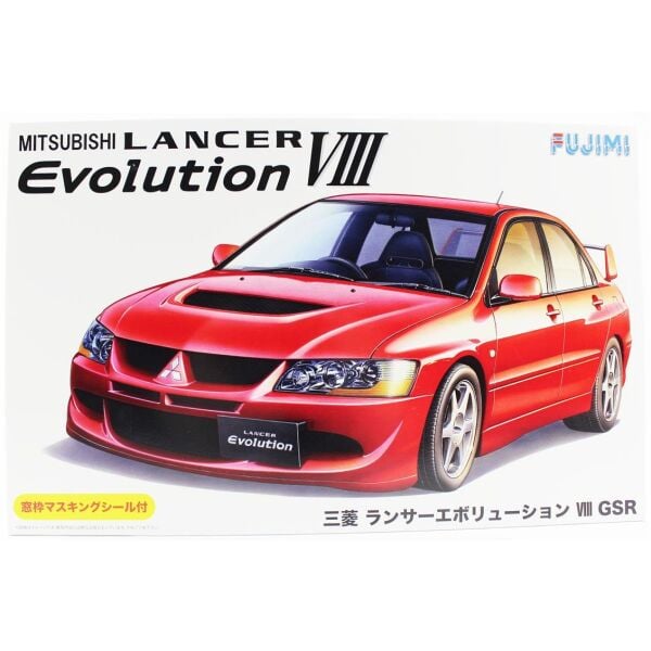 Fujimi ID-180 03924 1/24 Ölçek, Mitsubishi Lancer Evolution VIII GSR, (Cam Boyama Maskesi ile), Otomobil Plastik Model Kiti