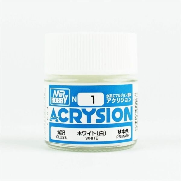 Mr.Hobby N-001 10 ml. White, Acrysion Serisi Model Boyası