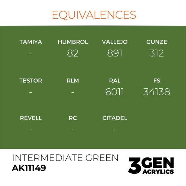 AK 11149 17 ml. Intermediate Green, 3GEN Akrilik Model Boyası
