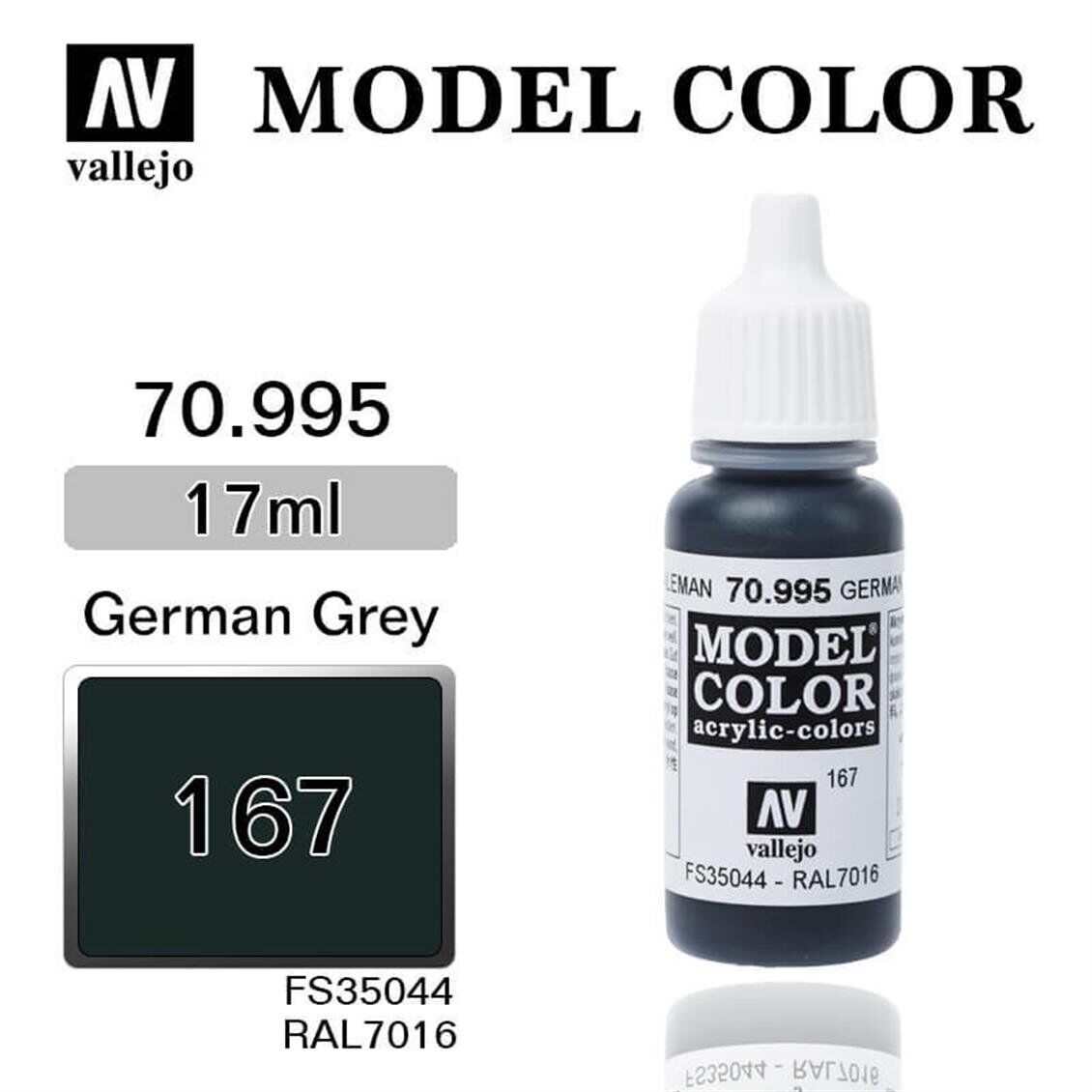 Vallejo 70995 18 ml. (167) German Grey-Matt, Model Color Serisi Model Boyası