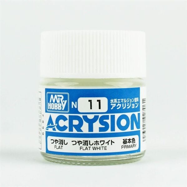 Mr.Hobby N-011 10 ml. Flat White, Acrysion Serisi Model Boyası