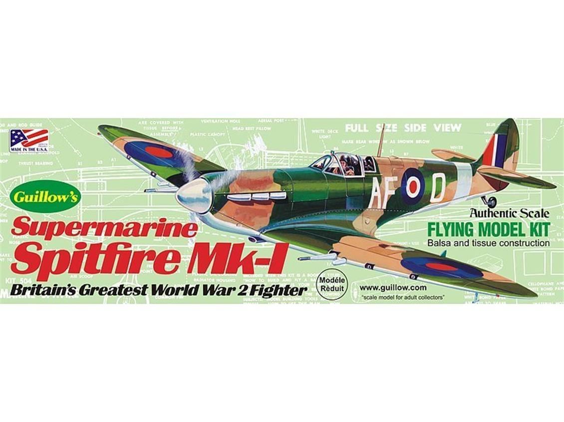 Guillows 504 1/30 Ölçek, Spitfire -42 Cm.-Lastik Motorlu Uçak Kit