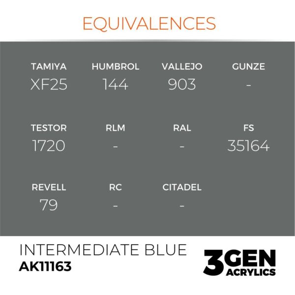 AK 11163 17 ml. Intermediate Blue, 3GEN Akrilik Model Boyası