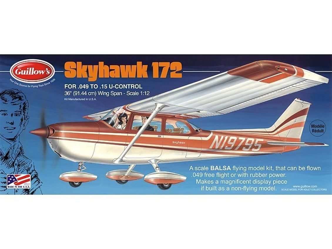 Guillows 802 1/12 Ölçek, Cessna Skyhawk -90 Cm.-Lastik Motorlu Uça