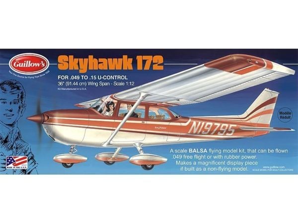 Guillows 802 1/12 Ölçek, Cessna Skyhawk -90 Cm.-Lastik Motorlu Uça