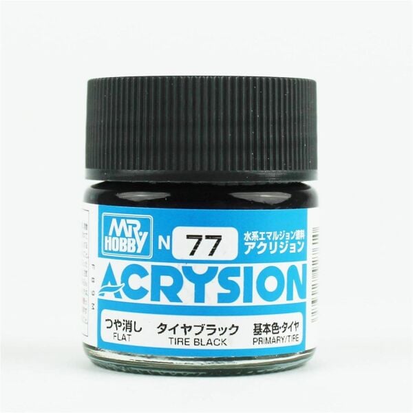 Mr.Hobby N-077 10 ml. Tire Black, Acrysion Serisi Model Boyası