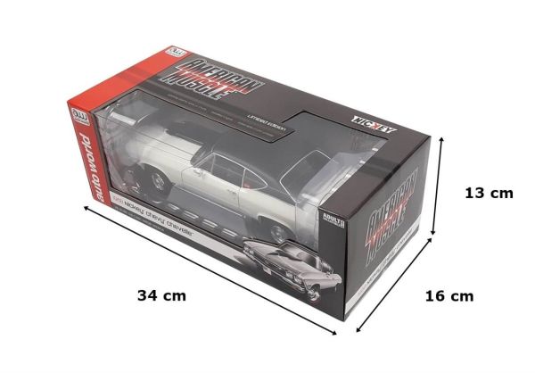 AutoWorld AMM1201 1/18 Ölçek, 1968 Chevy NICKEY Chevelle SS Hardtop, Ermine White, Sergilemeye Hazır Metal Araba Modeli