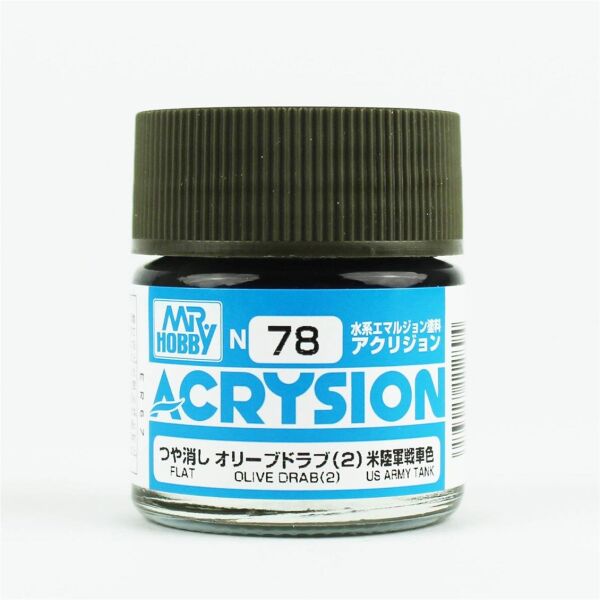 Mr.Hobby N-078 10 ml. Olive Drab (2), Acrysion Serisi Model Boyası