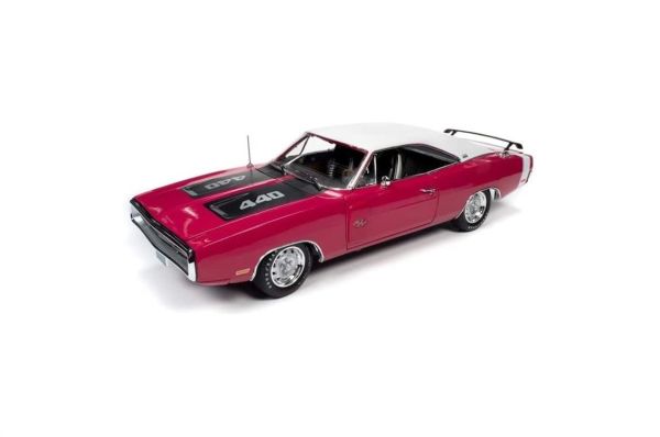AutoWorld AMM1215 1/18 Ölçek, 1970 Dodge Charger R/T SE (Class of 1970), FM3 Panther Pink, Sergilemeye Hazır Metal Araba Modeli