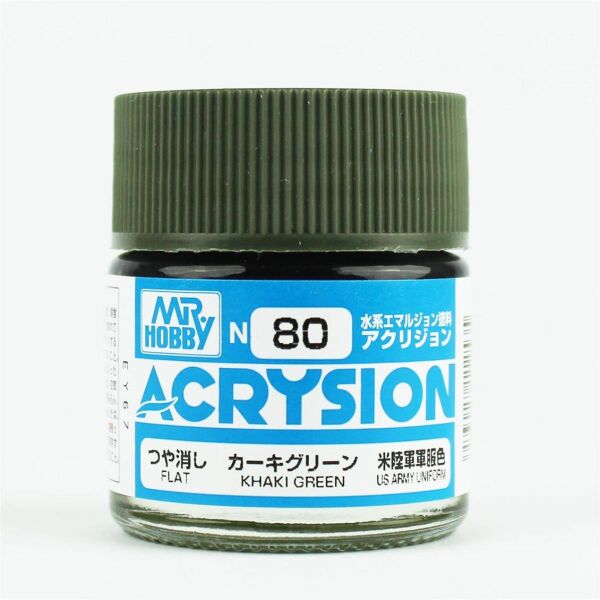 Mr.Hobby N-080 10 ml. Khaki Green, Acrysion Serisi Model Boyası