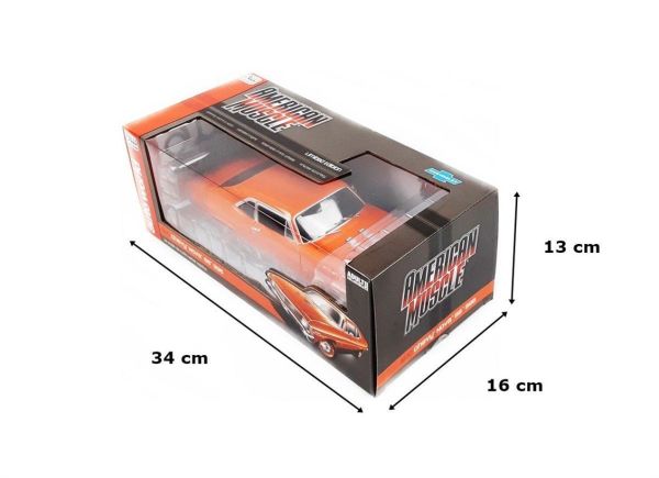 AutoWorld AMM1226 1/18 Ölçek, 1970 Chevy Nova SS 396, Hugger Orange, Sergilemeye Hazır Metal Araba Modeli