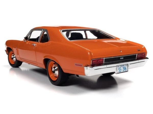 AutoWorld AMM1226 1/18 Ölçek, 1970 Chevy Nova SS 396, Hugger Orange, Sergilemeye Hazır Metal Araba Modeli