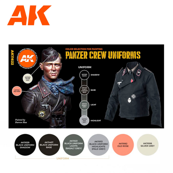 AK 11622 6x17 ml. Tank Mürettebatı Siyah Uniformaları, Akrilik 3GEN Model Boyası Seti