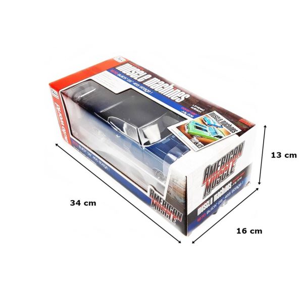 AutoWorld AMM1242 1/18 Ölçek, 1970 Buick GS Stage 1 (Hemmings Muscle Machines), Diplomat Blue, Sergilemeye Hazır Metal Araba Mo