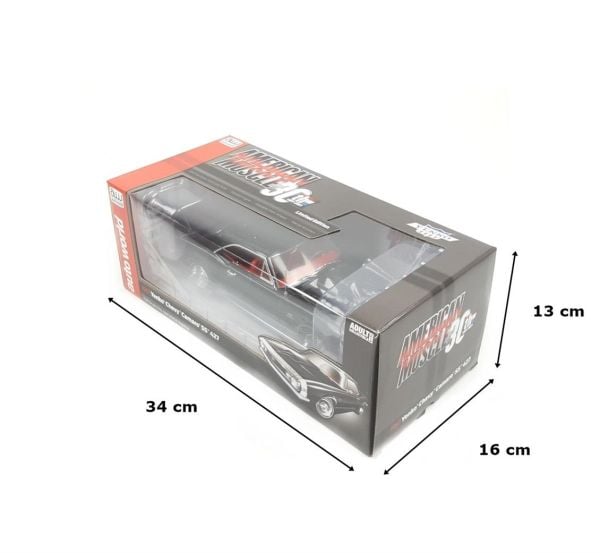 AutoWorld AMM1247 1/18 Ölçek, 1967 Chevy Camaro (Yenko), Tuxedo Black, Sergilemeye Hazır Metal Araba Modeli