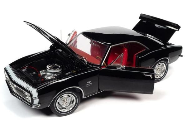 AutoWorld AMM1247 1/18 Ölçek, 1967 Chevy Camaro (Yenko), Tuxedo Black, Sergilemeye Hazır Metal Araba Modeli
