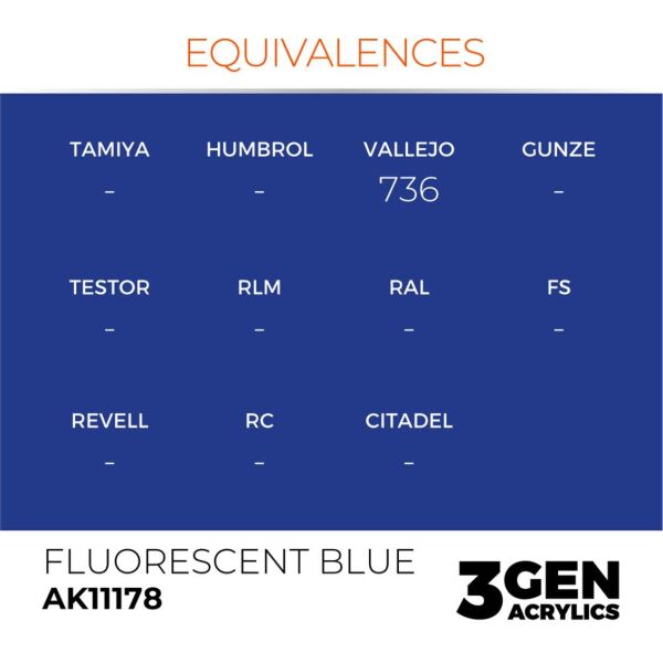 AK 11178 17 ml. Fluorescent Blue, 3GEN Akrilik Model Boyası