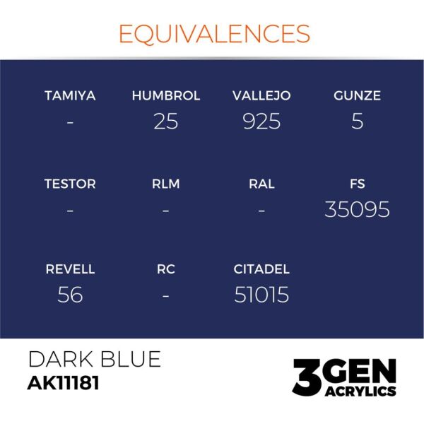 AK 11181 17 ml. Dark Blue, 3GEN Akrilik Model Boyası