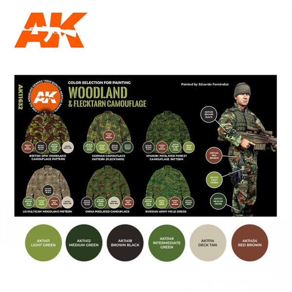 AK 11632 6 x17 ml. Modern Orman Kamuflajları, Akrilik 3GEN Model Boyası Seti