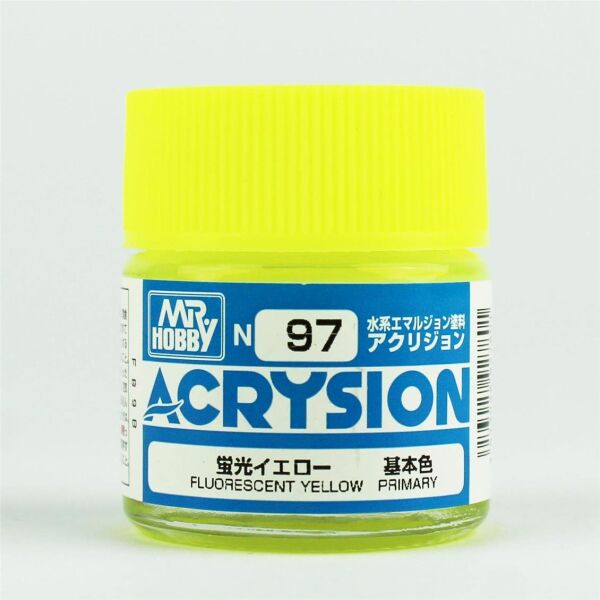 Mr.Hobby N-097 10 ml. Fluorescent Yellow, Acrysion Serisi Model Boyası