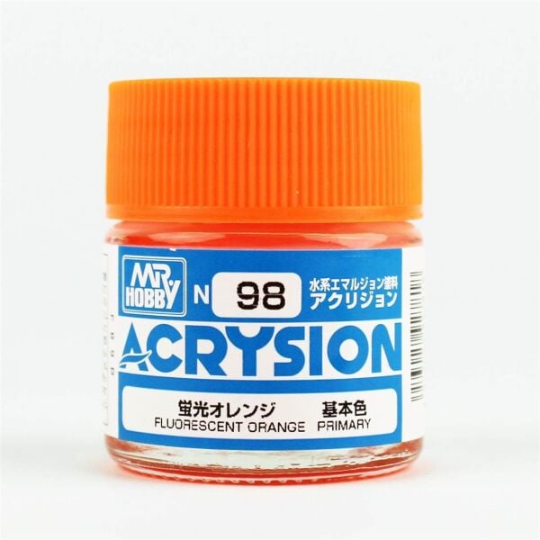Mr.Hobby N-098 10 ml. Fluorescent Orange, Acrysion Serisi Model Boyası