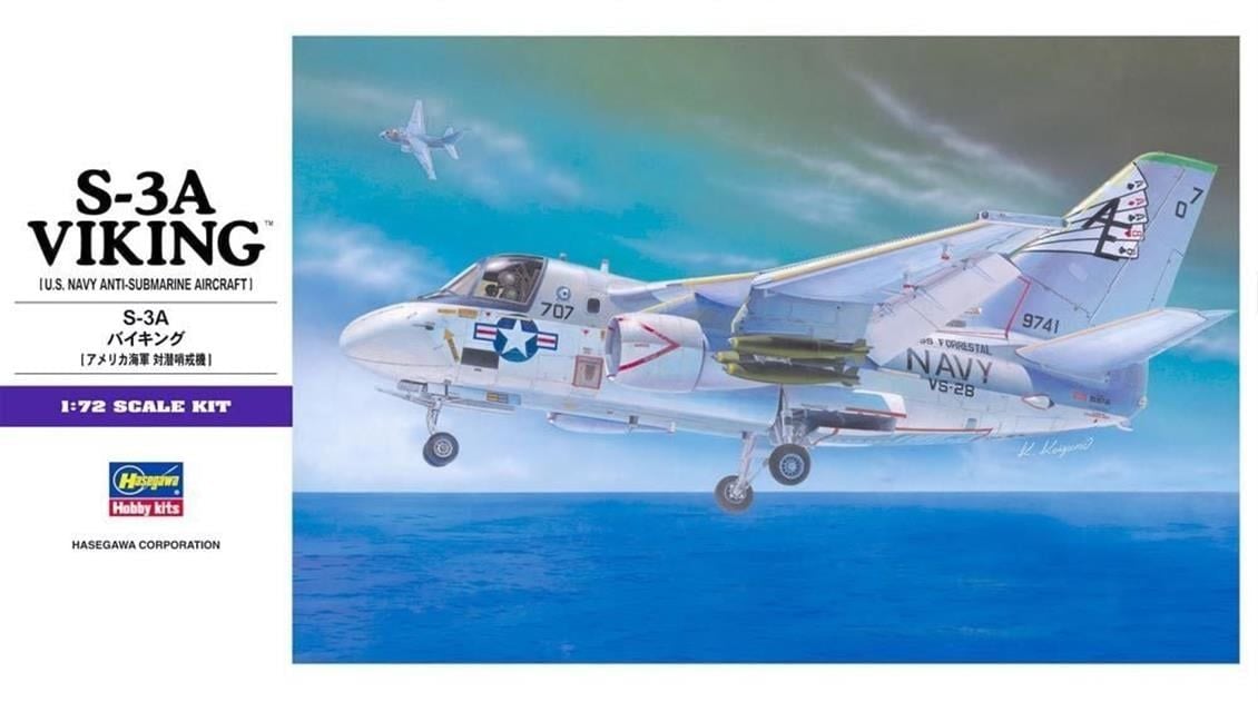 Hasegawa E7 537 1/72 Ölçek, S-3A Viking, Savaş Uçağı, Plastik Model kiti