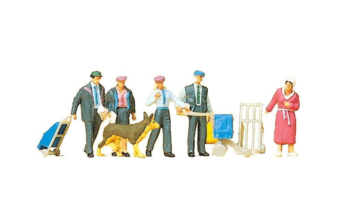 Preiser 10248 1/87 Ölçek, 1990 Posta Personelleri, Boyanmış Plastik Figürleri, 6 Adet