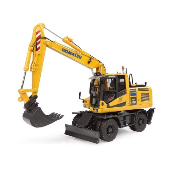 Universal Hobbies UH8163 1/50 Ölçek, Komatsu PW180-11 Lastik Tekerli Ekskavatör, Sergilemeye Hazır Metal İş Makinası Modeli