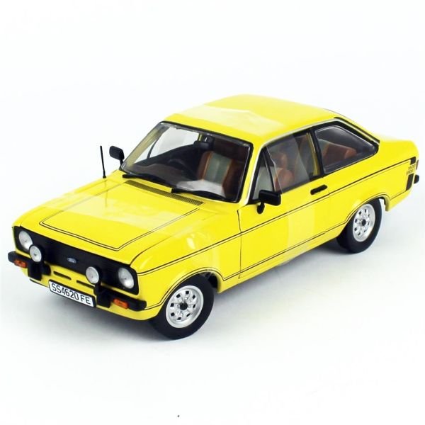 Sunstar 4620R 1/18 Ölçek, 1975 Ford Escort MKII Sport, Sarı, Sergilemeye Hazır Metal Ralli Araba Modeli