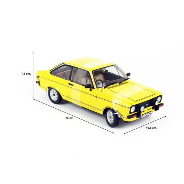 Sunstar 4620R 1/18 Ölçek, 1975 Ford Escort MKII Sport, Sarı, Sergilemeye Hazır Metal Ralli Araba Modeli