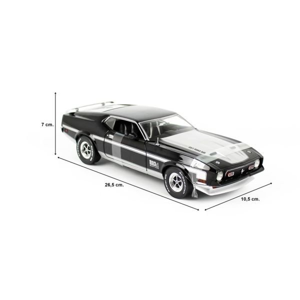 Sunstar 3639 1/18 Ölçek, 1971 Ford Mustang MACH 1, Kuzgun Siyahı, Sergilemeye Hazır Metal Araba Modeli
