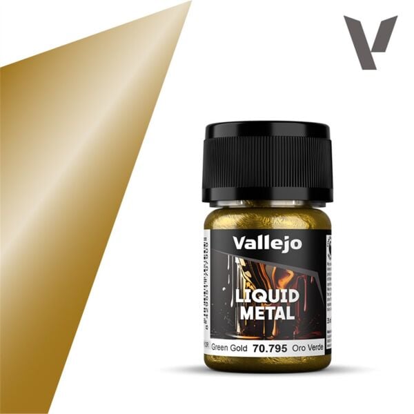 Vallejo 70795 35 ml. (216) Green Gold (Alcohol Based), Metal Pigmentli Alkol Bazlı Model Boyası