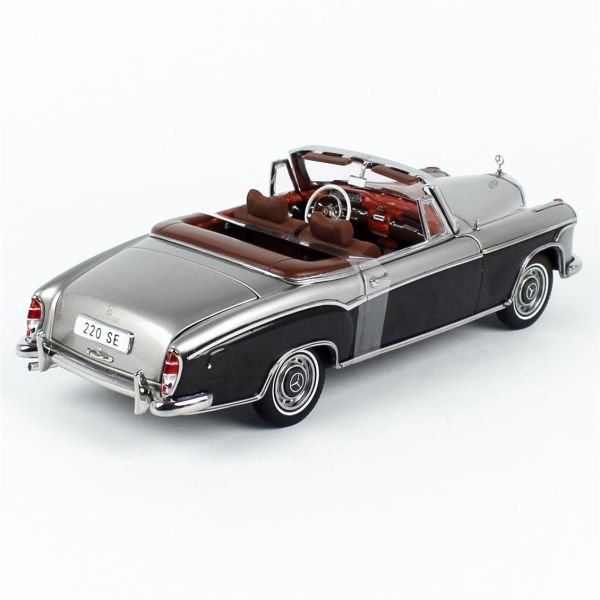 Sunstar 3593 1/18 Ölçek, 1960 Mercedes-Benz 220 SE Cabriolet, Gri/Koyu Gri, Sergilemeye Hazır Metal Araba Modeli