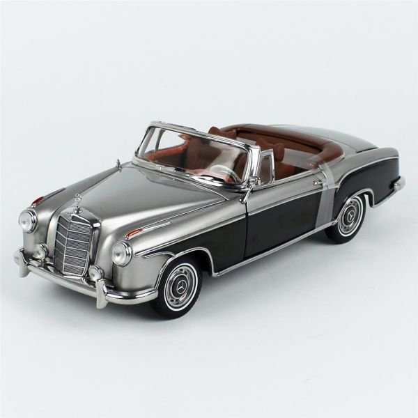 Sunstar 3593 1/18 Ölçek, 1960 Mercedes-Benz 220 SE Cabriolet, Gri/Koyu Gri, Sergilemeye Hazır Metal Araba Modeli