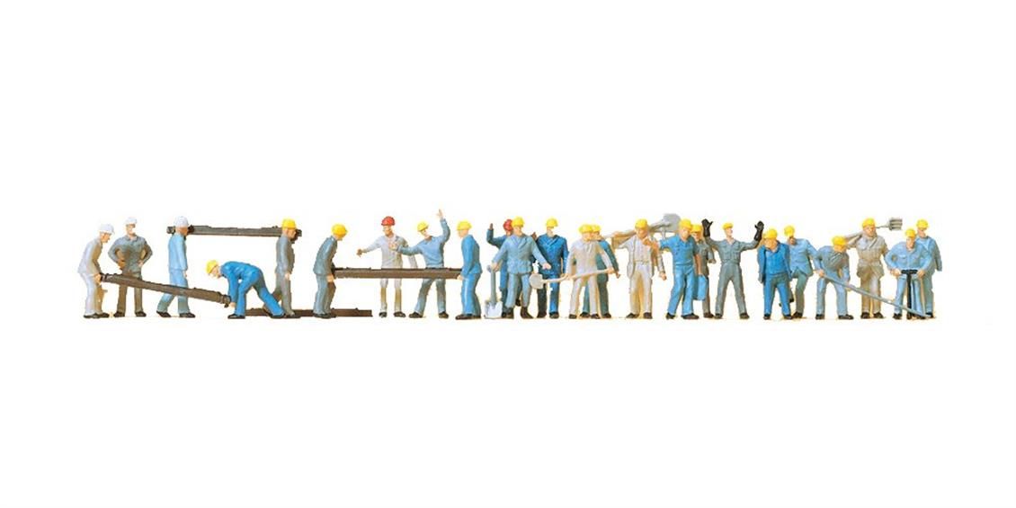 Preiser 14403 1/87 Ölçek, İnşaat İşcileri, Boyanmış Plastik Figürleri, 24 Adet