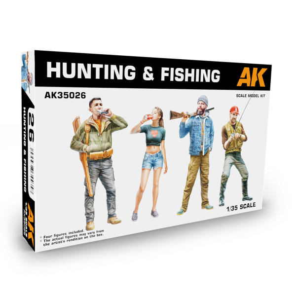 AK 35026 1/35 Ölçek, Avcı ve Balıkçı Figürleri, 4 Adet, Plastik Model kiti