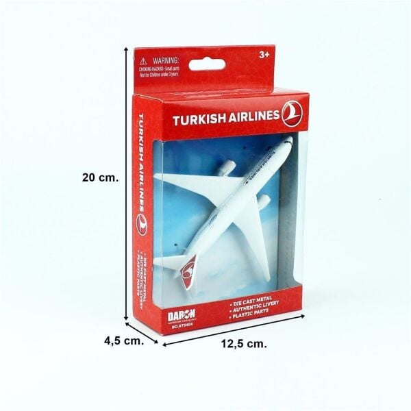 Daron 86RT-5404 Turkish Airlines Boeing B787, 12,5 cm. Metal Gövde, Plastik Kanatlar, Sergilemeye Hazır Model Yolcu Uçağı