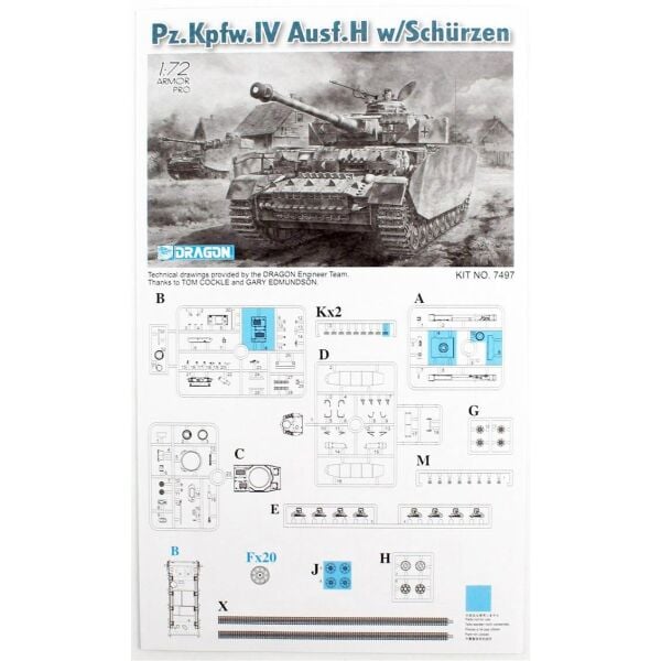 Dragon 7497 1/72 Ölçek, Pz.Kpfw. IV Ausf. H (Extra Zırhlı) Tankı  Plastik Model Kiti