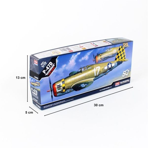 Academy 12492 1/72 Ölçek, P-47D Thunderbolt (Razor Back) Savaş Uçağı, Plastik Model kiti