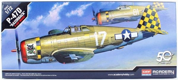 Academy 12492 1/72 Ölçek, P-47D Thunderbolt (Razor Back) Savaş Uçağı, Plastik Model kiti