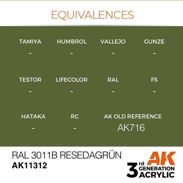 AK 11312 17 ml. RAL 6011B Resedagrün, AFV Serisi 3GEN Akrilik Model Boyası