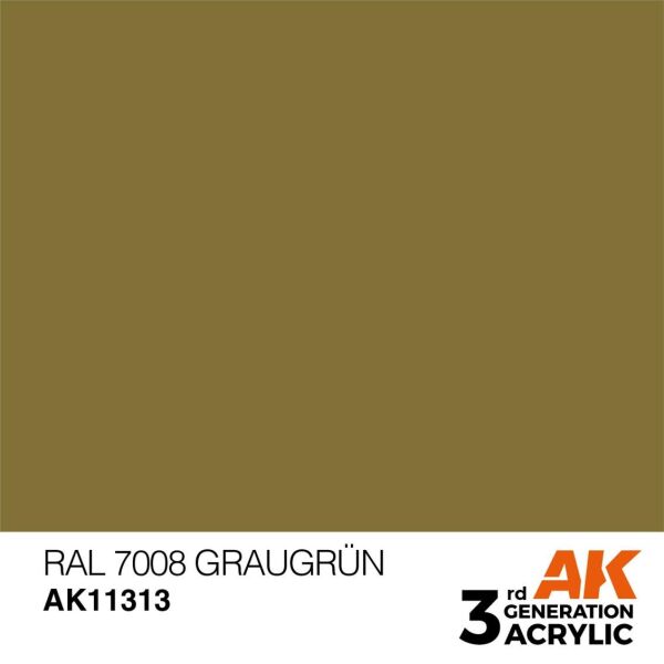 AK 11313 17 ml. RAL 7008 Graugrün, AFV Serisi 3GEN Akrilik Model Boyası
