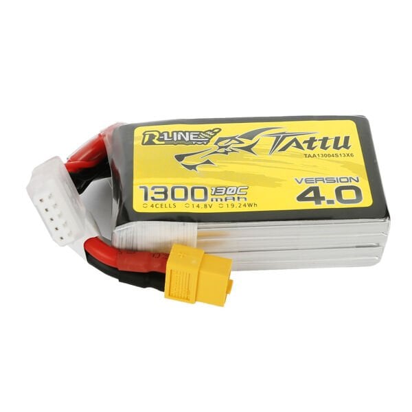 Tattu 1300mAh 4s 130C 14.8V R-Line Version 4.0 Lipo Battery Pack with XT60 Plug